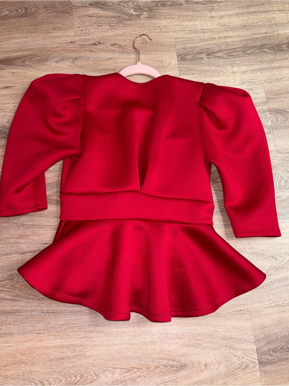 Elegant Red Tie-Front Peplum Top - Women - Picture 3 of 3
